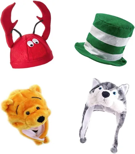 Vista 3 de Paquete de 6 divertidos sombreros de fiesta para adultos, varios sombreros de disfraces, accesorios de cabina de fotos para fiestas de disfraces