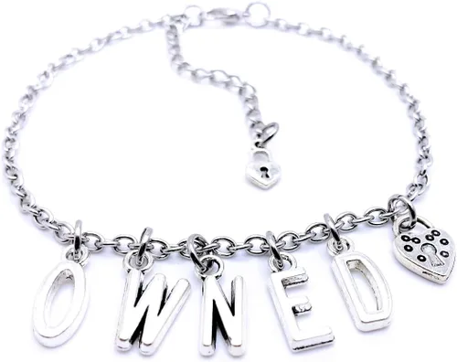 Vista 8 de Joyería de pulsera tobillera con dije de cerradura - BDSM Bondage, Acero inoxidable, Ágata