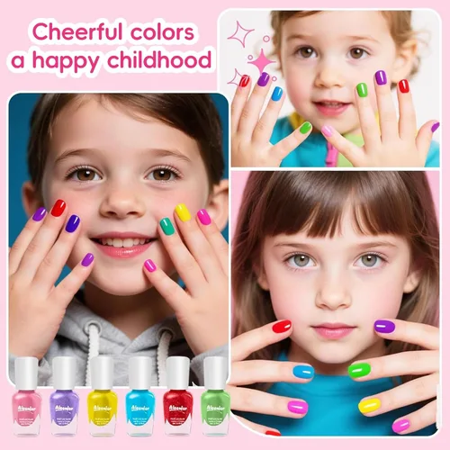 Vista 6 de Juego de Esmalte de Uñas de Secado Rápido para Niños, Esmalte de Uñas No Tóxico para Niños Pequeños, Esmalte para Uñas de las Manos Despegable a