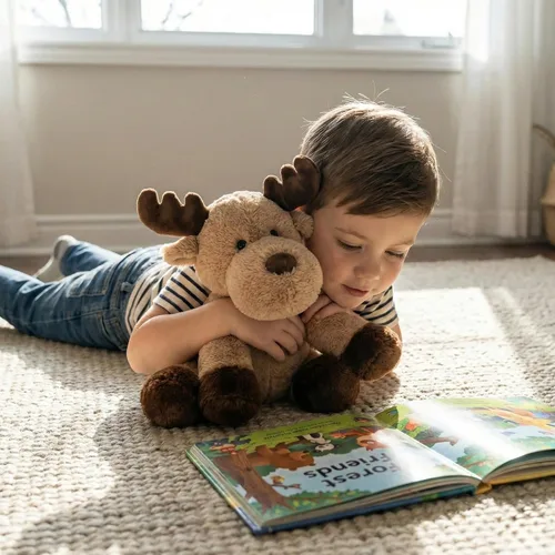 Vista 5 de WEIGEDU Adorable caribou - Peluche de reno y alce peludo, juguete de peluche para niños, bebés, niños, decoración de cumpleaños, hora de dormir, 13