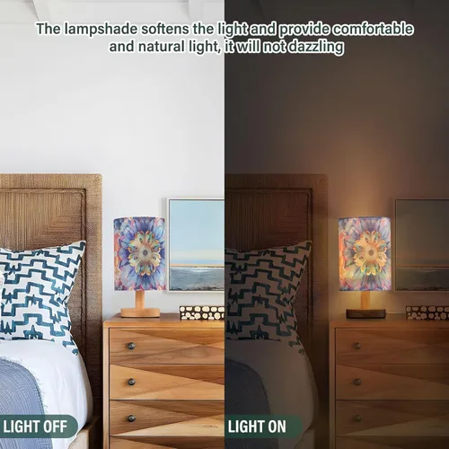 Vista 5 de Trendy Boho Colorful Flowers Bloom Bedside Lamp Kids Night Light for Nightstand Lamp for Desk Retro lámparas para mesa