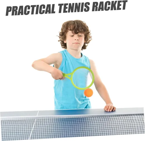 Vista 8 de LIOOBO Raqueta de tenis ligera para principiantes, raquetas de plástico en verde amarillo juego de captura al aire libre para niños que mejoran