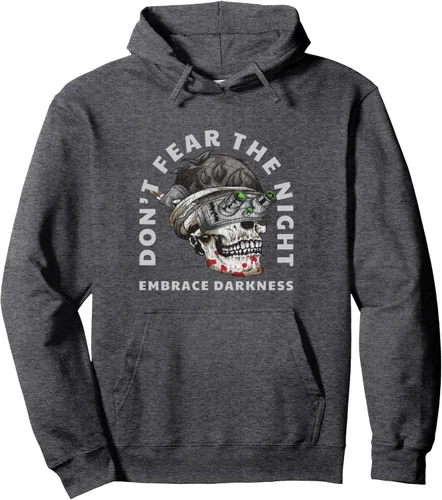 Vista 3 de Sudadera con capucha táctica militar con diseño de calavera y visión nocturna Negro