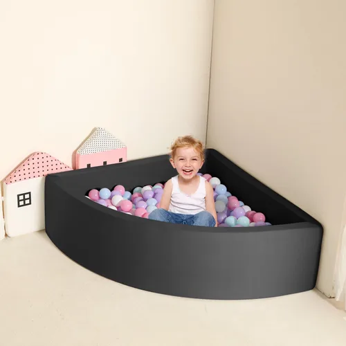 Vista 5 de Bola Pit Memory Foam Pit Soft Pool Fan-Shape Soft Equipment para niños pequeños - Negro (bolas no incluidas)