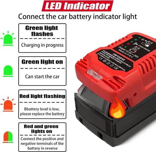 Vista 5 de Adaptador de puente compatible con batería Milwaukee de 18 V M18, kit de arranque de puente de 11 AWG cable de 18 V, cable de arranque automático