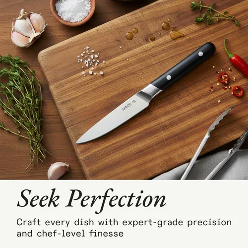 Vista 4 de Made In Cookware - Cuchillo de pelar de 4" Francia - Mango negro de trufa de espiga completa