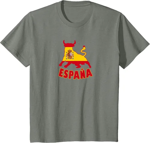 Vista 13 de Spain Espana with Bull and National Flag/Present T-Shirt Asphalt Grey