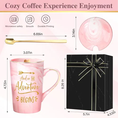 Vista 4 de ShinnyWis Regalos de graduación para mujeres 2026 - Taza con texto en inglés "She Believed She Could So She Did" Rosa