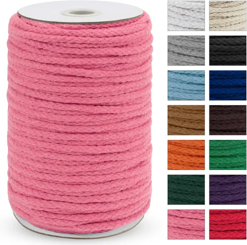 Vista 20 de JeogYong Cuerda trenzada de macramé de 0.197 in x 295 pies, cuerda de algodón trenzada natural de 8 hebras, cuerda de macramé de colores para colgar