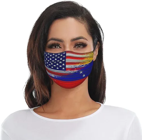 Vista 6 de Máscara de la bandera de Venezuela de Estados Unidos protege el sistema respiratorio respiratorio respiratorio con tranquilidad negro, Negro