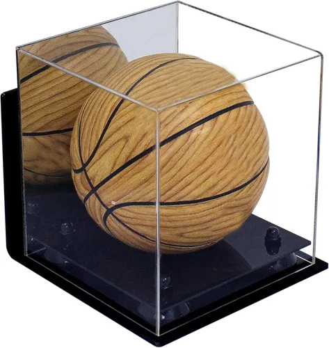 Vista 119 de Better Display Cases Mini acrílico - Miniatura (no tamaño completo) Baloncesto vitrina con elevadores negros y espejo (A015-BR)