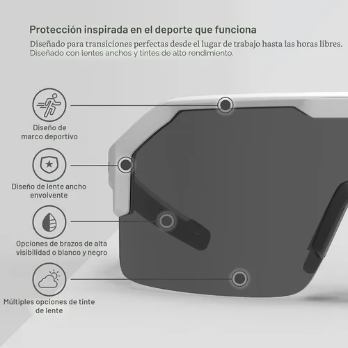 Vista 6 de HexArmor Shockwave Gafas de seguridad para trabajo ANSI Z87+, UV, antivaho, polarizadas