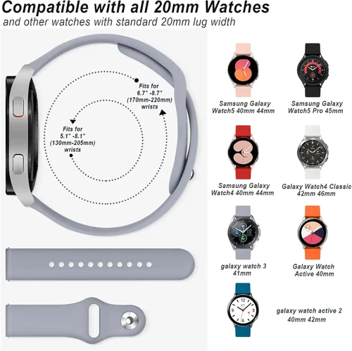 Vista 4 de Paquete de 3 correas para Samsung Galaxy Watch 6/6 Classic Band 1.575 in 1.732 in 1.693 in 1.850 in, Galaxy Watch 5/5 Pro/Galaxy Watch 4, correa