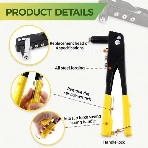 Vista 5 de Keadic Remachadora Manual Resistente de 226 Piezas con Kit Surtido de Remaches Ciegos de Aluminio de 6 Tamaños, Remaches Pop M2.4 M3.2 M4 M4.8