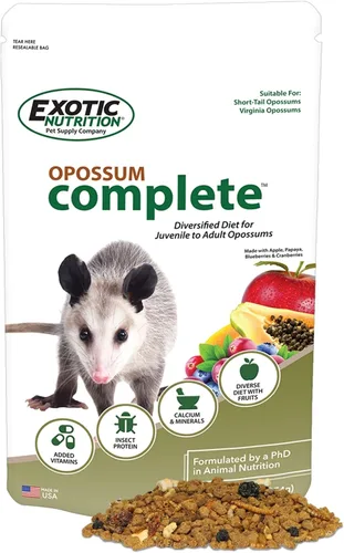 Vista 2 de Exotic Nutrition Opossum Complete - Dieta de Pellets Nutricionalmente Completa y Saludable - Alimento para Zarigüeyas de Cola Corta y Zarigüeyas
