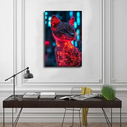 Vista 3 de Vaporwave Retro Futuristic Wall Art – Neon Cityscape Print – 80s Synthwave Aesthetic Poster for Bedroom & Office Decor Modern Wall Prints Abstract