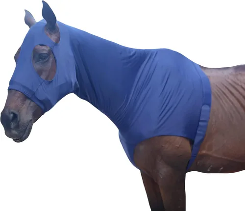 Vista 8 de Leberna Capucha elástica para caballo con cremallera y cubierta completa para el cuello (negro, S)