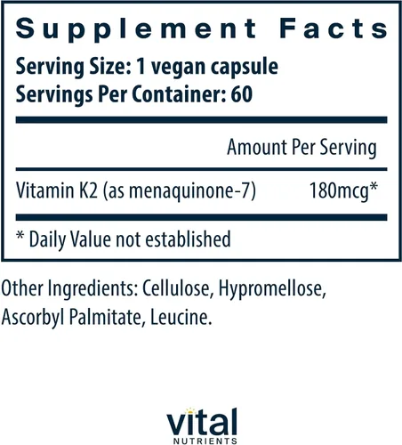 Vista 2 de Vital Nutrients Vitamina K2-7, 60 Cápsulas