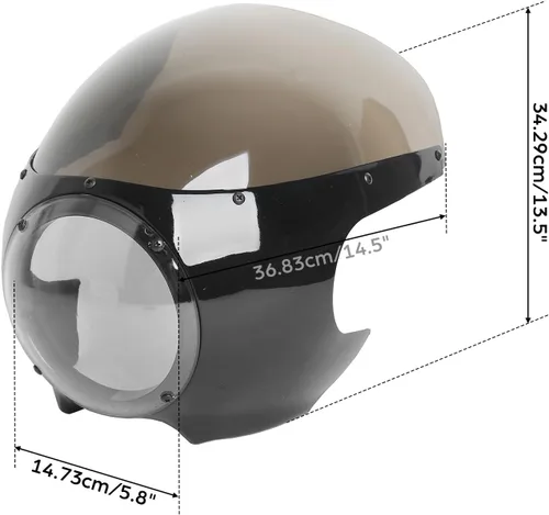 Vista 2 de Green-L Black Cafe Racer 5 3/4 "Faro delantero carenado parabrisas apto para Harley Sportster XL883 XL1200