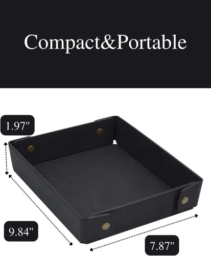 Vista 4 de CASIRENA Bandeja organizadora de cuero sintético para regalo del día del padre para hombres, bandeja para llaves de mesa de entrada, cartera, reloj