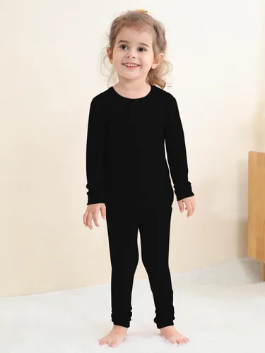 Vista 40 de GUISBY Conjunto de pijama de rayón de bambú para niños y niñas, ajuste cómodo, para uso diario, conjunto de pijama de 2 piezas