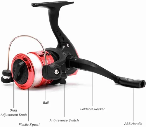 Vista 6 de Kit completo de carrete de caña de pescar con 2 cañas de pescar telescópicas de 6.9 ft, 2 carretes de señuelos de pesca ganchos accesorios bolsa