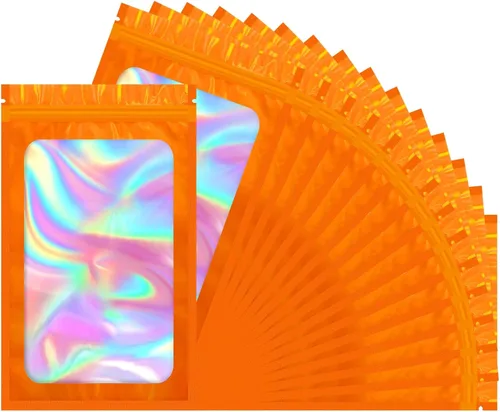 Vista 14 de 100 bolsas holográficas de tereftalato de polietileno, bolsas transparentes resellables, bolsa a prueba de olores, bolsa para pulseras, decoraciones
