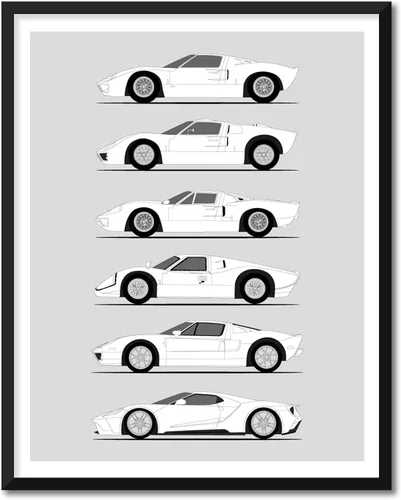 Vista 25 de Idea Network Póster hecho a mano compatible con Ford Print Wall Art Decoración hecha a mano de lo mejor de las generaciones de Ford, Historia Ford