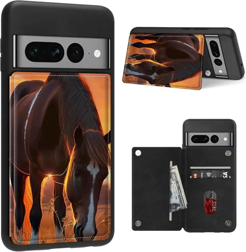 Vista 8 de Funda para Google Pixel 7 Pro con ranura para tarjetero, funda de piel sintética, doble cierre magnético y cubierta duradera de TPU a prueba