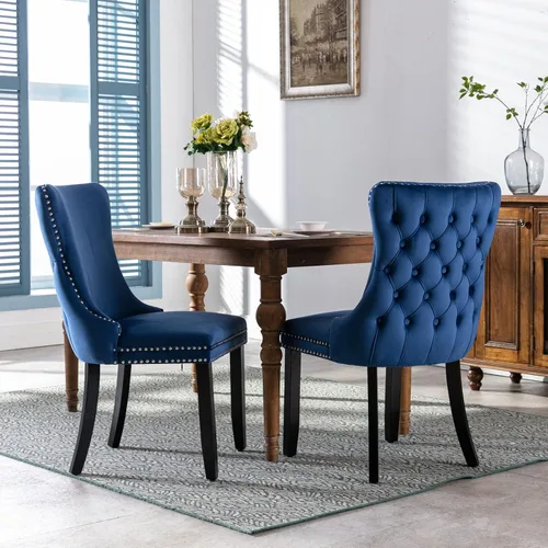 Vista 11 de Wing-Back Dining Chairs Set of 2 with Backstitching Nailhead Trim and Solid Wood Legs, American Design Upholstered Chair for Dining Room Table &