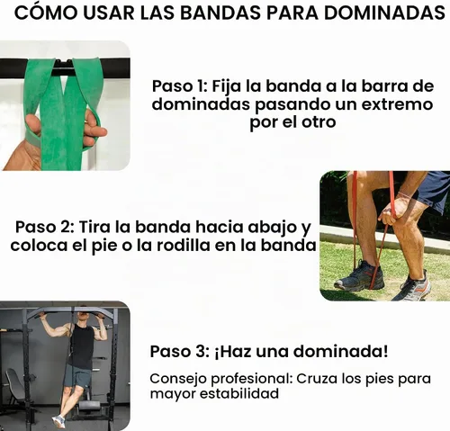 Vista 3 de Rubberbanditz Bandas combinadas de asistencia para dominadas, bandas de ejercicio de resistencia resistentes para levantamiento de pesas, movilidad