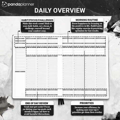 Vista 3 de Panda Planner Agenda semanal 2025-2026, sin fecha, para oficina, escuela y hogar, cuaderno organizador de cuero vegano suave de 8 x 11 pulgadas