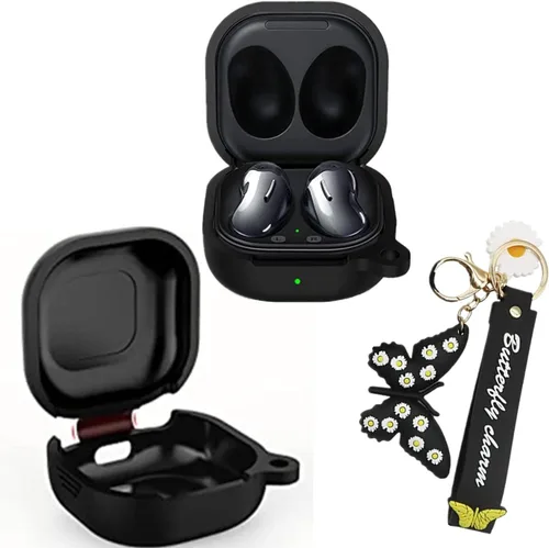 Vista 6 de Funda para Samsung Galaxy Buds2 Pro Case/Buds 2/Galaxy Buds Pro Live Case Cute Butterfly Silicone Earbuds Funda protectora con llavero para mujeres