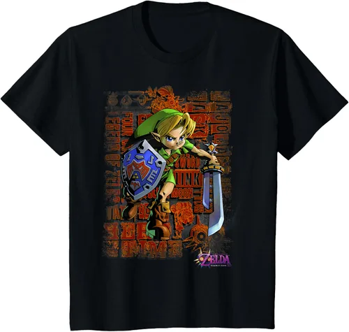 Vista 34 de Legend of Zelda Majoras Mask Link Action Retrato Camiseta Negro