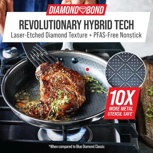 Vista 2 de Blue Diamond Hybrid - Juego de utensilios de cocina antiadherentes de acero inoxidable de 12 piezas