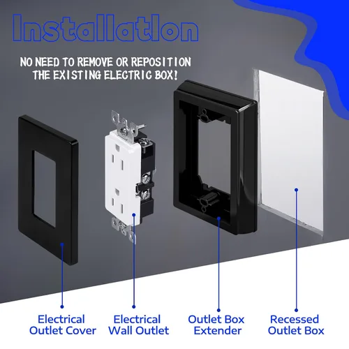 Vista 5 de Kanayu Extensor de caja eléctrica de 4/5 de una sola banda, con certificación UL, extensores de receptáculo para caja eléctrica e interruptor