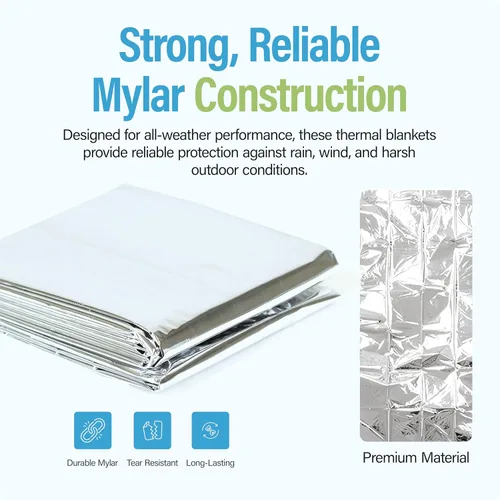 Vista 4 de Primacare CB-6841 Manta térmica Mylar de papel de emergencia, 84 pulgadas de largo x 52 pulgadas de ancho