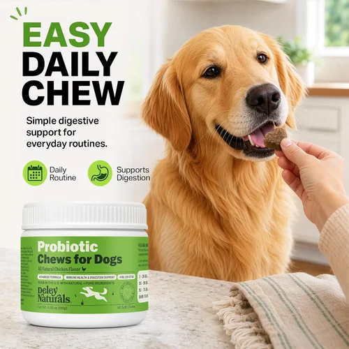Vista 7 de Deley Naturals Probióticos masticables para perros – 4 mil millones de UFC probióticos para perros, prebióticos, enzimas para la digestión