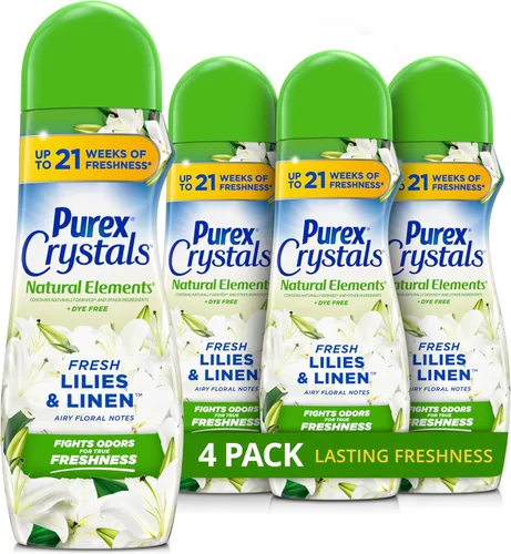 Vista 9 de Purex Crystals In-Wash - Potenciador de aroma, flor de cerezo y jengibre, 21 onzas (paquete de 4), tecnología de frescura y eliminación de olores