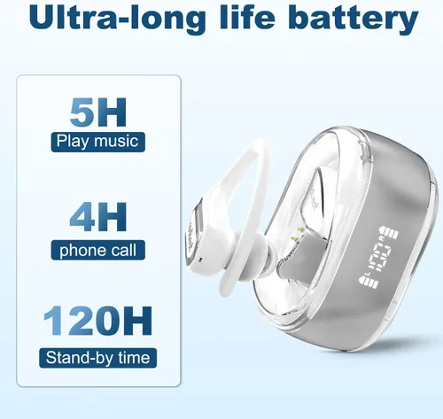 Vista 5 de redbeat Auriculares Bluetooth inalámbricos de oreja abierta, auriculares de conducción de aire con graves profundos, IPX4 impermeables con gancho