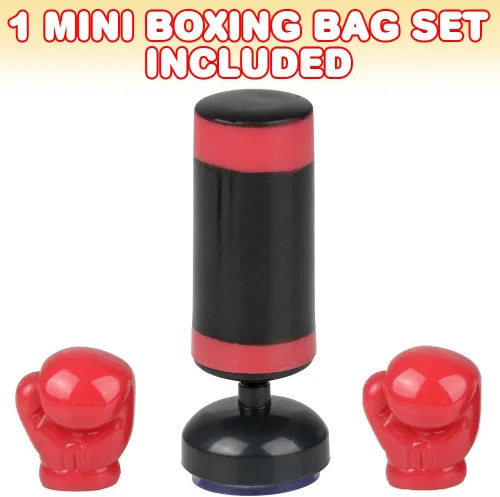 Vista 2 de ArtCreativity Juego clásico de saco de boxeo de escritorio para niños y adultos, 2 mini guantes de boxeo, 3 piezas, rojo