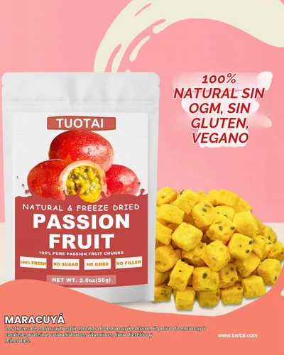 Vista 4 de Fruta de la pasión liofilizada, 2 onzas, trozos de maracuyá para pasteles, bebidas y alimentos para hornear