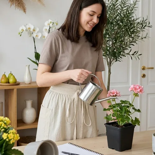 Vista 6 de Linen Pioneer - Delantal de cintura para mujer con bolsillos Beige