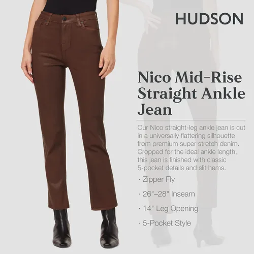 Vista 2 de Hudson Mujeres Nico Vaqueros de Tiro Medio, Pierna Recta y Tobillo