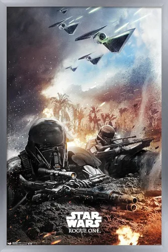 Vista 11 de Trends International Star Wars: Rogue One - Póster de pared de trinchera, 14.725 x 22.375 pulgadas, versión enmarcada de madera de granero Versión
