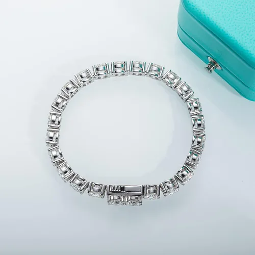 Vista 14 de AnuClub 11.1CT-32CT Moissanite Tennis Bracelet 925 Sterling Silver Round Cut 4MM/6.5MM D Color VVS1 Moissanites Classic Bracelets for Women Men