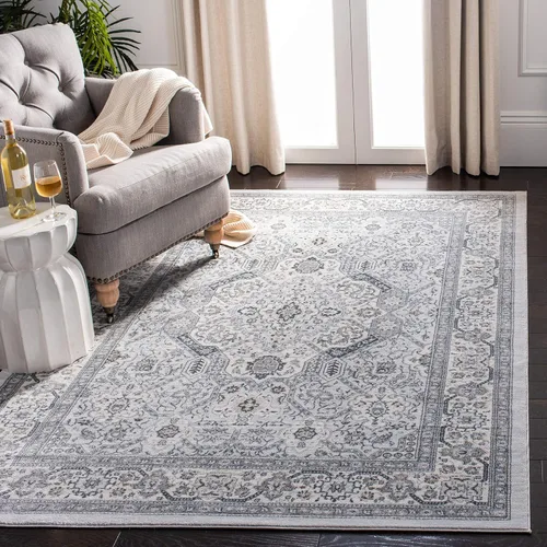 Vista 47 de SAFAVIEH - Colección Isabella, alfombra decorativa - 2'2" x 5', azul y crema, diseño oriental, no desprende pelusa y fácil cuidado, ideal para áreas