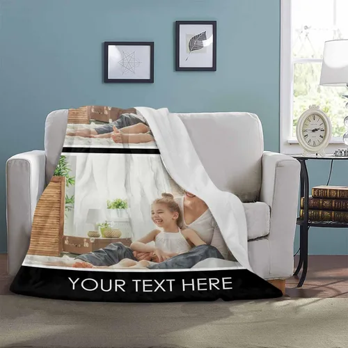 Vista 4 de InterestPrint Manta personalizada con texto y fotos, collage, regalo personalizado para cumpleaños, aniversario, boda, regalo personalizado
