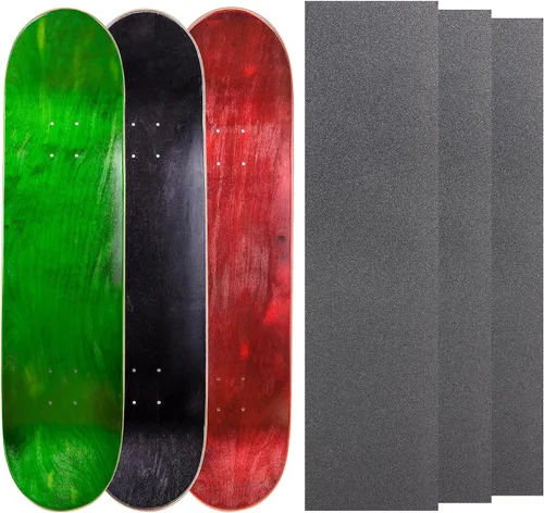 Vista 22 de Cal 7 Tablas de patineta de arce en blanco con cinta de agarre (paquete de 3, combinaciones)