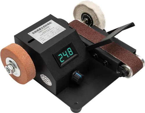 Vista 2 de Mini lijadora de banda de 350 W Lijadora de banda eléctrica Máquina de pulido de correa de pulido eléctrico, máquina lijadora de banco pequeño DIY